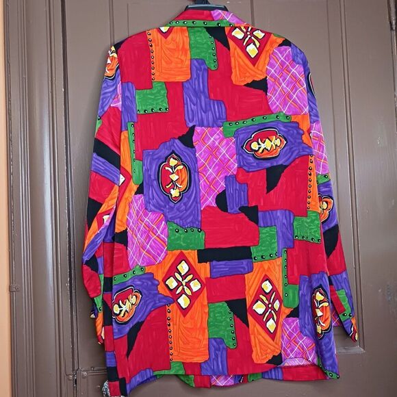 Vintage Lisa Josephs Retro Y2K Abstract Women's Blazer size L - Picture 3 of 10